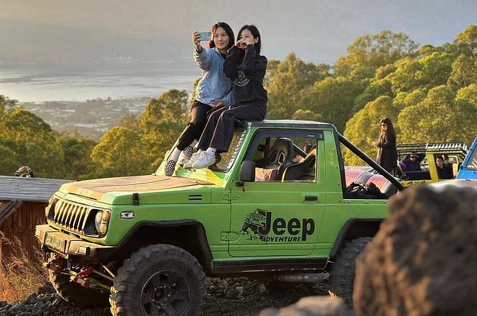 Bali Mount Batur Jeep Sunrise and Black Lava Jeep Tour - Natural Hot Spring Overlooking the Lake