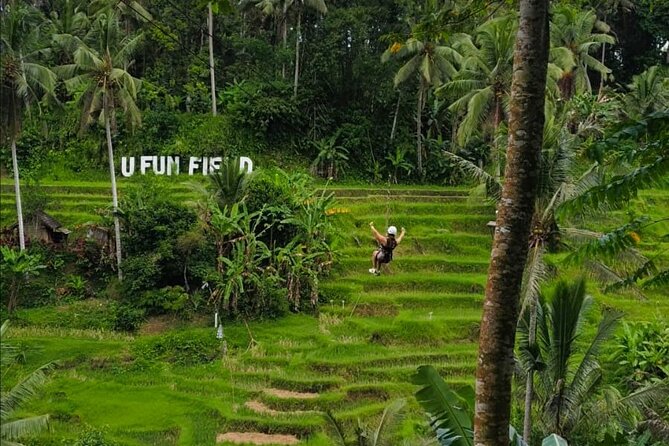 Bali: Zipline + Watersport Trio (Jetski, Parasailing, BananaBoat) - Jungle zipline at U Fun Field: soaring over Bali’s green country