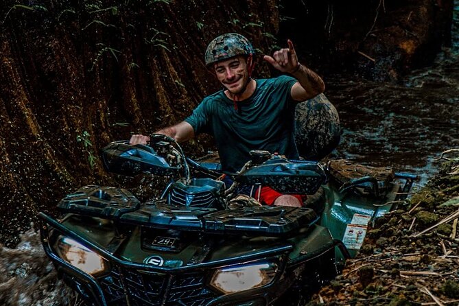 Ubud ATV Alasan Adventure Waterfall Gorilla Cave & Cretya Pool - Gorilla Face Cave and the jungle waterfall, where the day gets story
